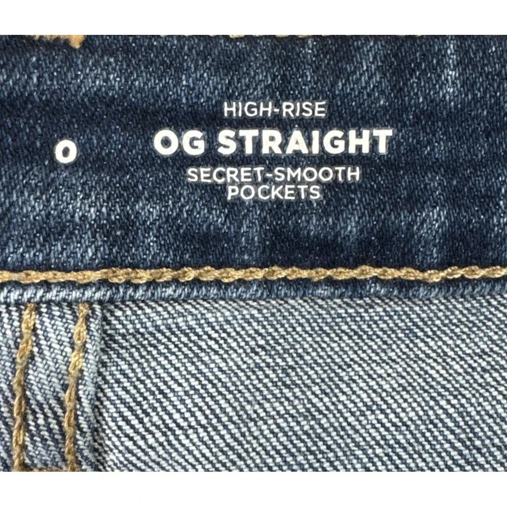 Old Navy High Rise OG Straight Shorts 0 (W26 Inseam 2.5) Blue Distressed Womens
